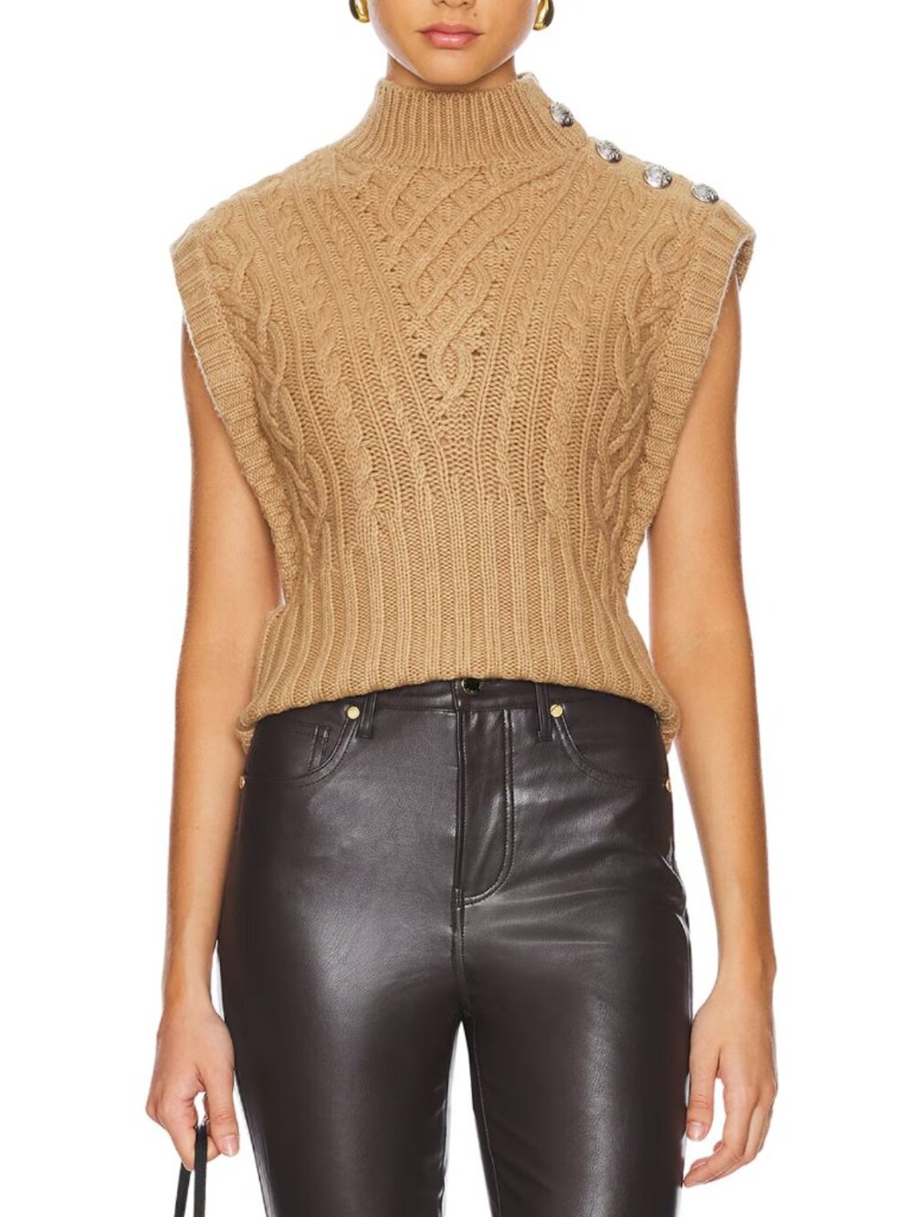 NWT Veronica Beard Holton Knit Vest Russet Camel XS/S/L
